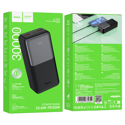 Hoco Power bank “J136B Sirui” 22.5W + PD20W 30000mAh | Black