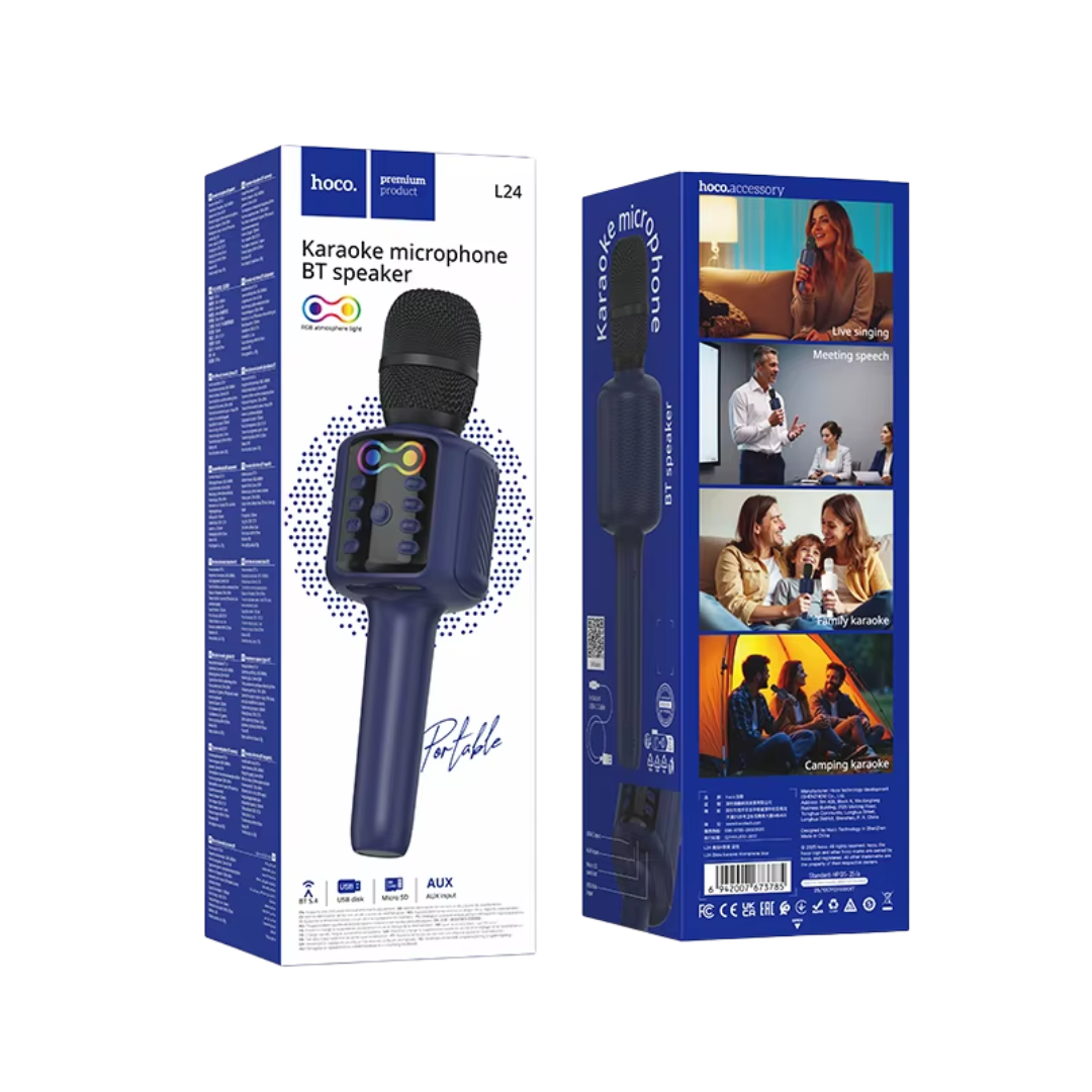 Hoco L24 Karaoke Bluetooth Microphone with Speaker | Blue