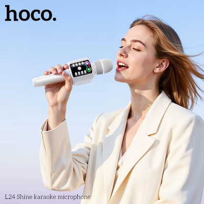 Hoco L24 Karaoke Bluetooth Microphone with Speaker | White