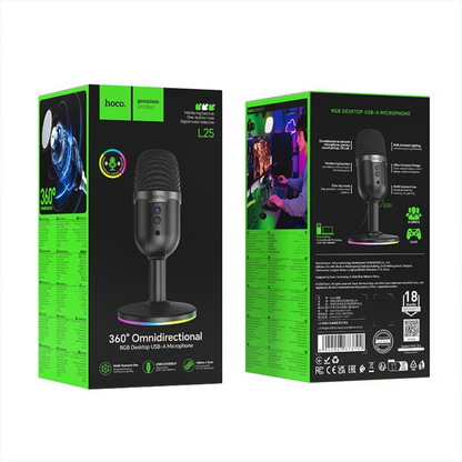 Hoco L25 Bright USB-A Port RGB Desktop Microphone