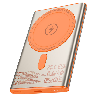 Hoco Power bank “Q32 Bird” PD20W wireless charging 5000mAh | Metal Grey