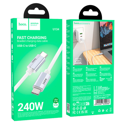 Hoco Cable Type-C to Type-C “U134 Primero” PD 240W fast charge | White