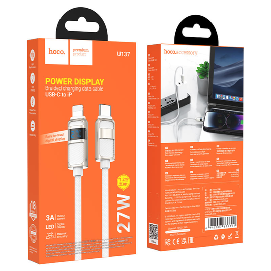 Hoco Cable Type-C to iP “U137 Line” PD 27W fast charge | White