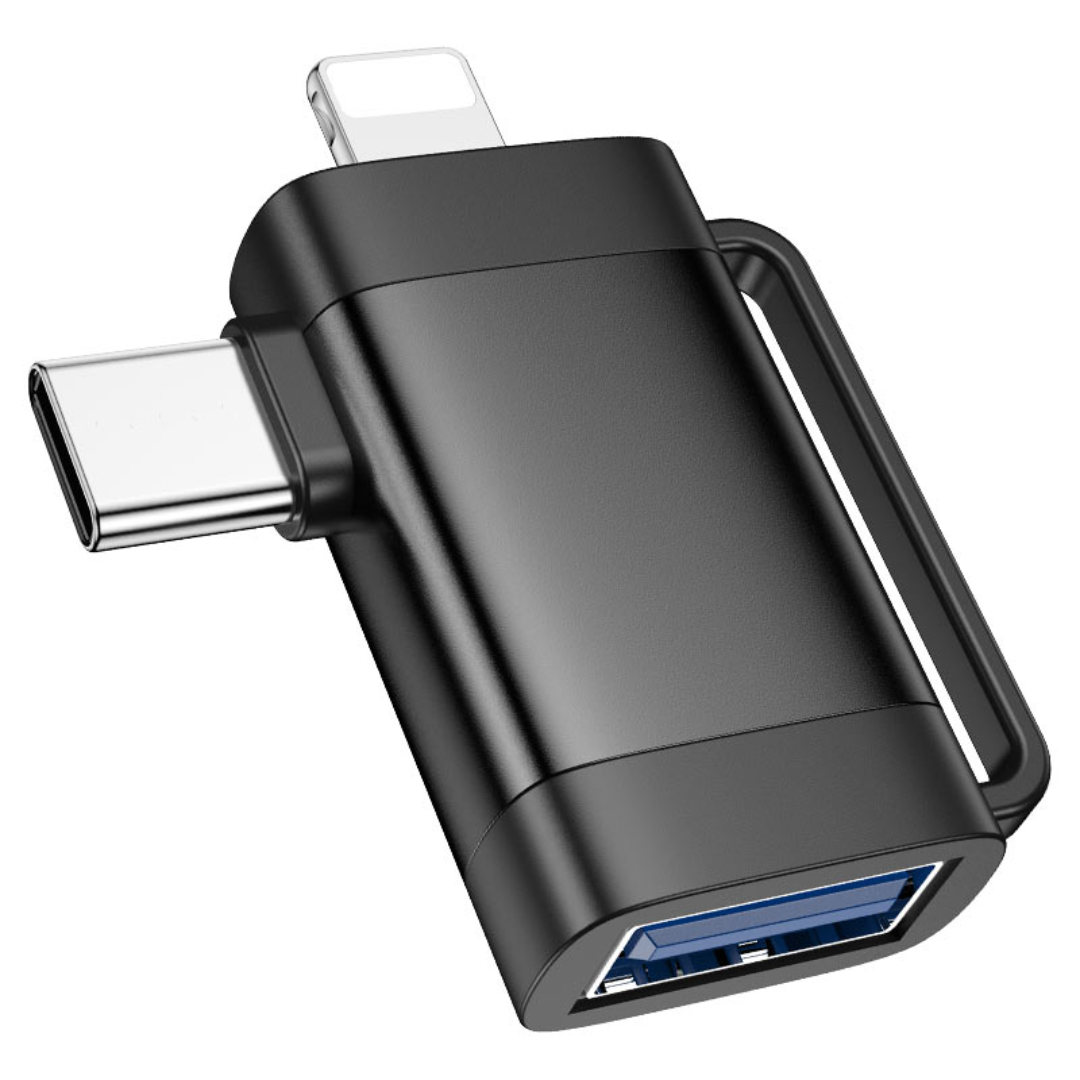 Hoco Adapter for Lightning and Type-C to USB-A “UA31F” | Black