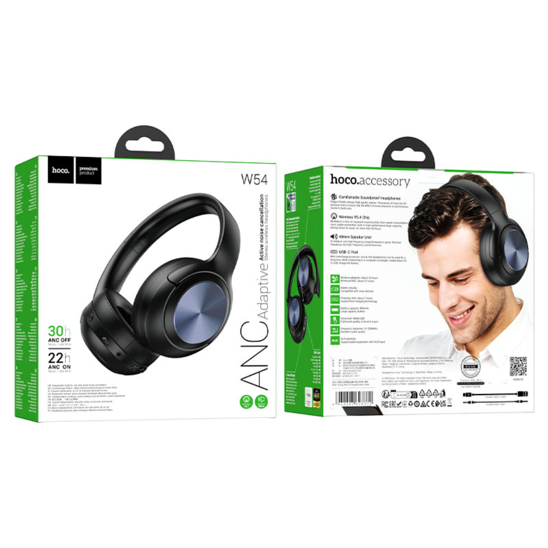 Hoco Headphones “W54 Young” ANC wireless and wired | Black