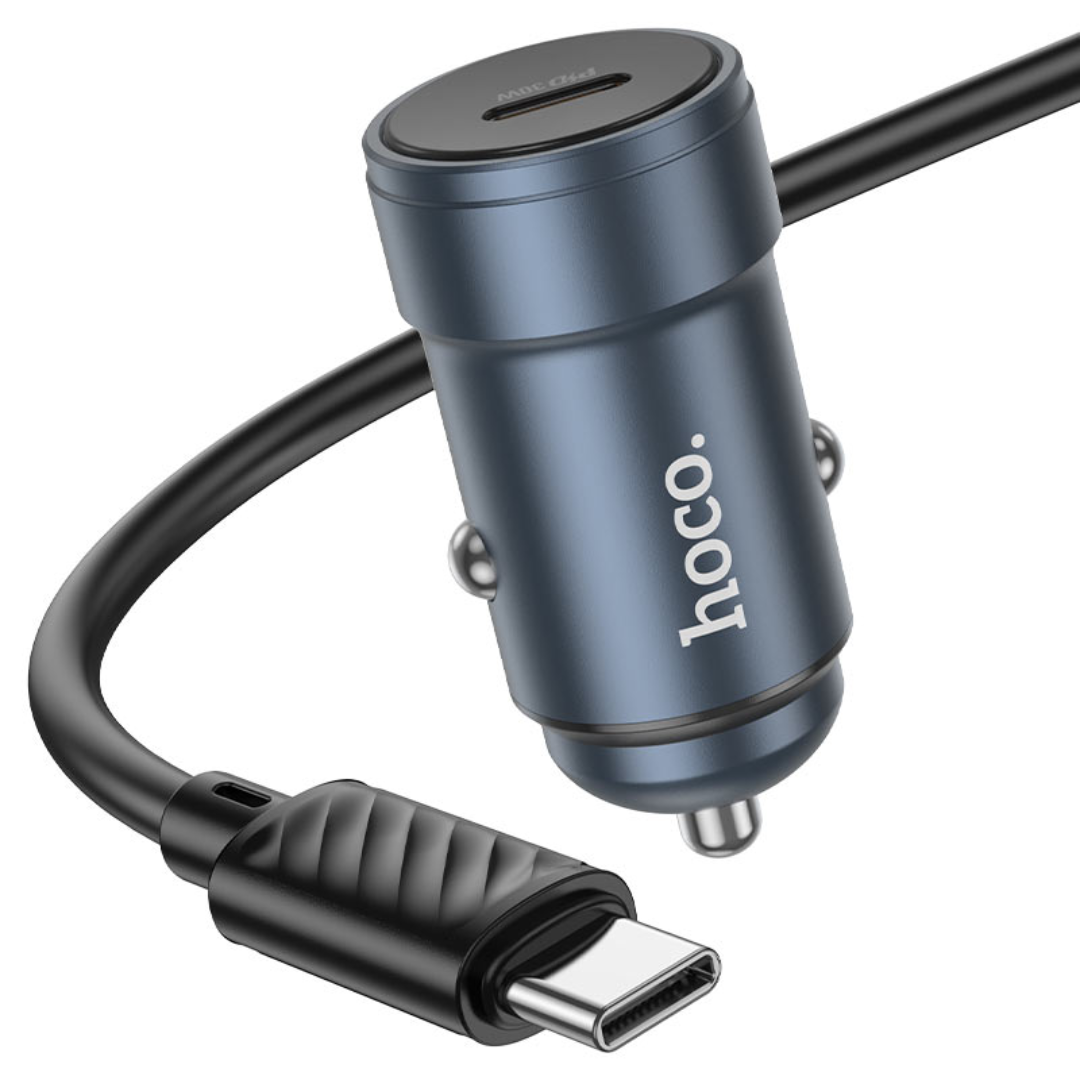 Hoco Car charger “Z57 Glorious” 30W cable set with Type-C to Type-C cable | Metal Grey