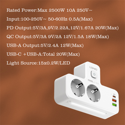 LDNIO Portable Electrical Extension Socket SE2337