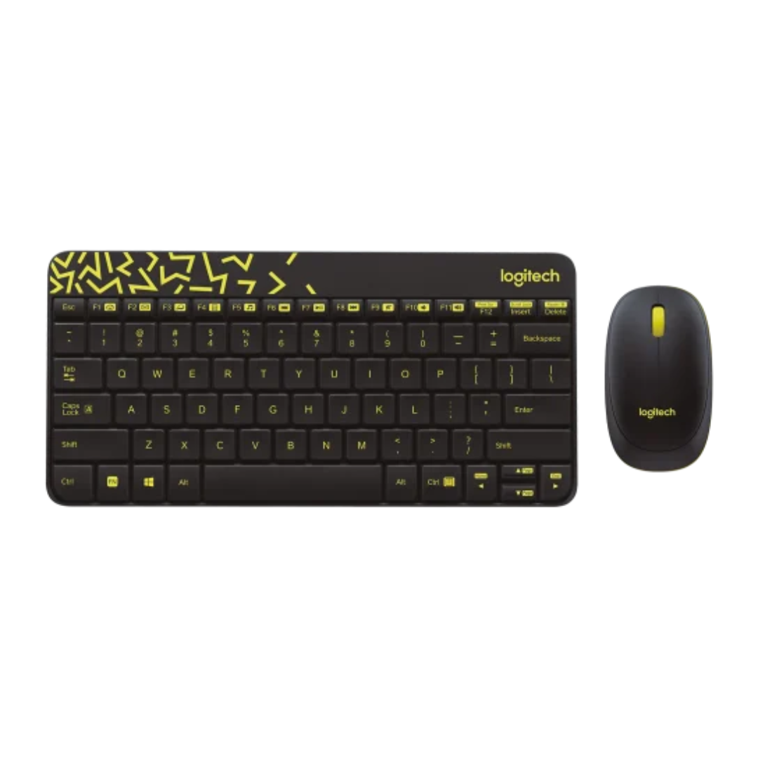 Logitech MK240 Wireless Keyboard and Mouse Combo | Eng./Ar. | Black/Chartreuse Yellow
