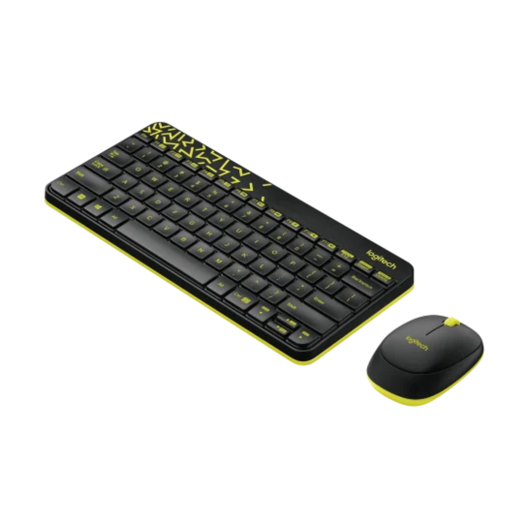 Logitech MK240 Wireless Keyboard and Mouse Combo | Eng./Ar. | Black/Chartreuse Yellow