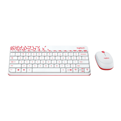 Logitech MK240 Wireless Keyboard and Mouse Combo | Eng./Ar. | White/Vivid Red