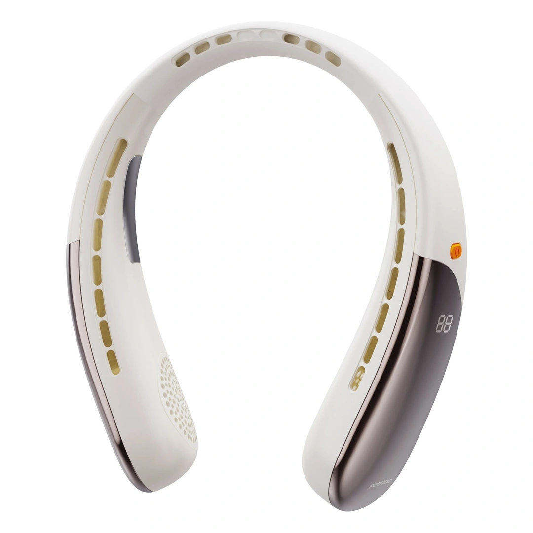 Porodo Lifestyle Chillo Zen Neck-Hanging Cooling Fan with Intelligent Digital Display | Beige