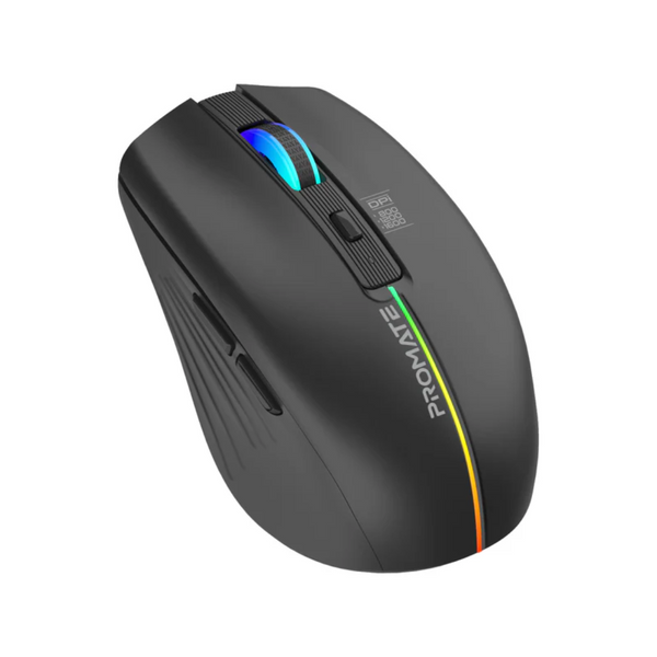 Promate 2.4GHz Wireless Ergonomic Optical Mouse with LED Rainbow Lights - Kitt