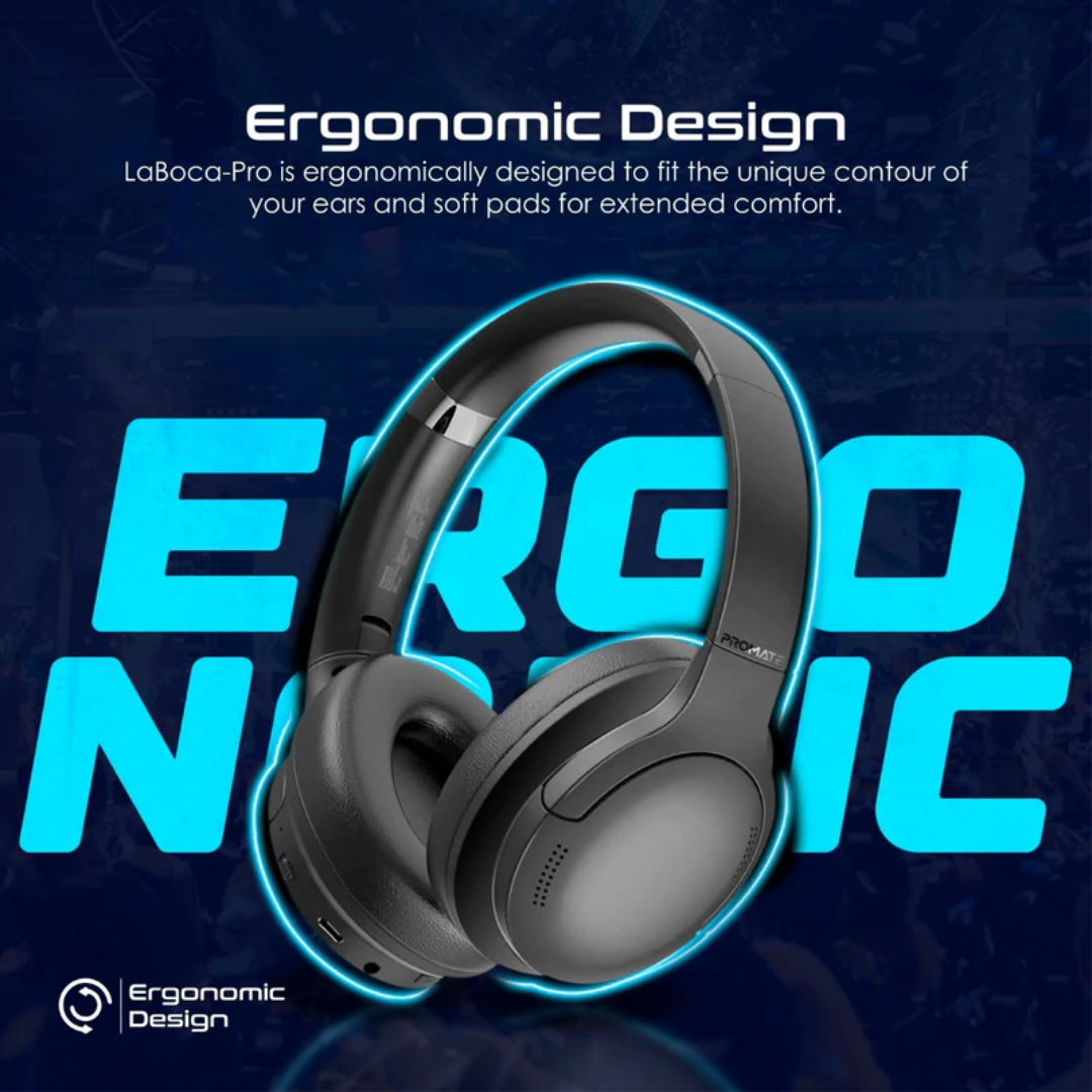 Promate High Fidelity Over-Ear Wireless Headphones - LaBoca-Pro | Black