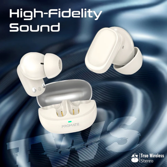 Promate High-Definition TWS Earbuds with Intellitouch - Lush-Pro | White