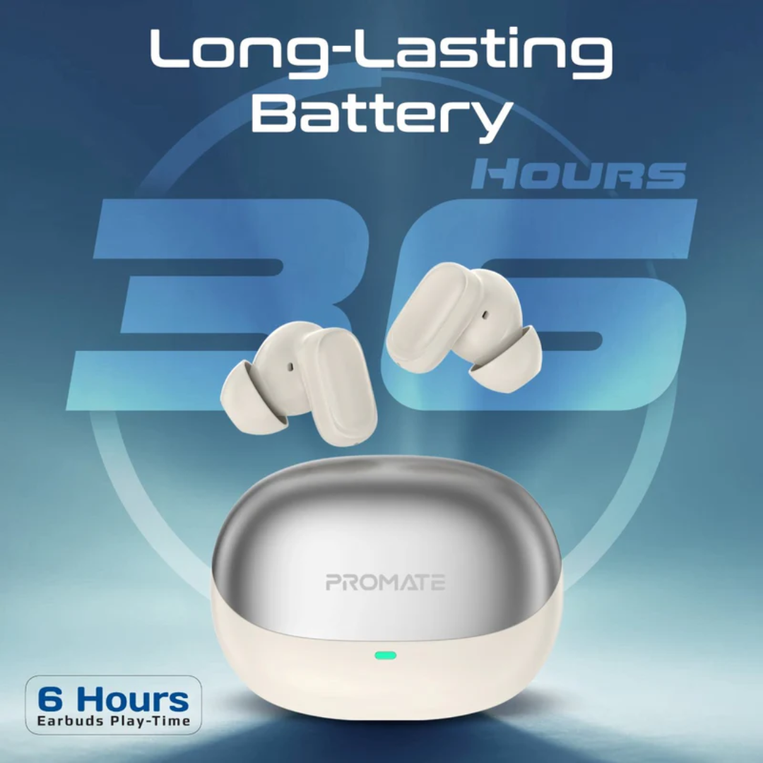 Promate High-Definition TWS Earbuds with Intellitouch - Lush-Pro | White